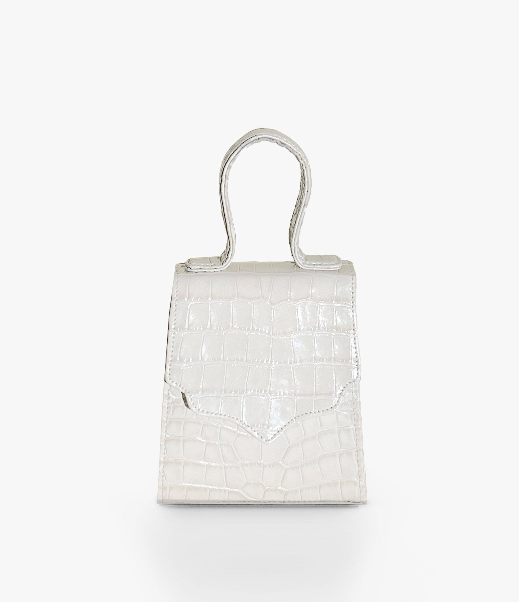 The Mini Missy in White Croc-Embossed Leather with Gold Hardware