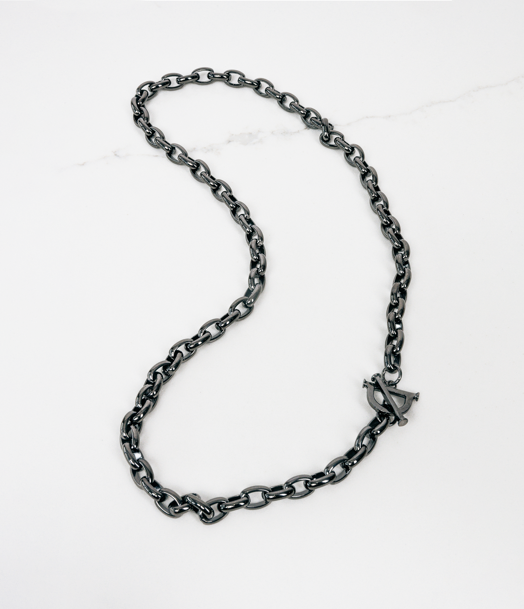 Large Toggle Chain Necklace in Gunmetal