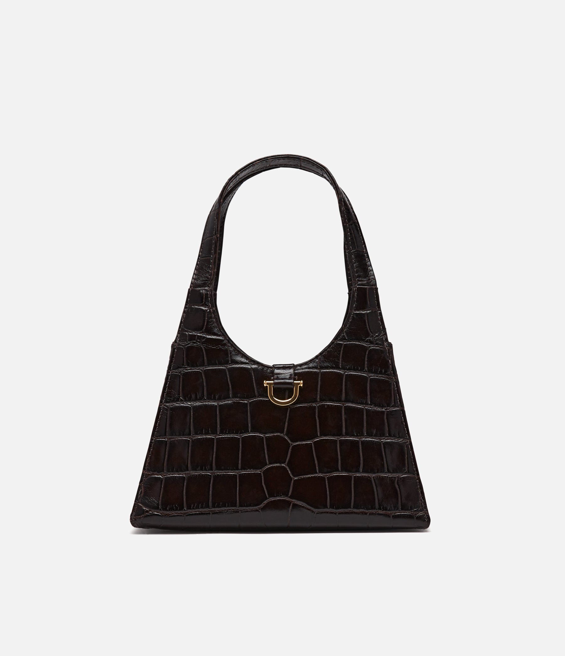 Brown Croc Embossed Leather / Gold