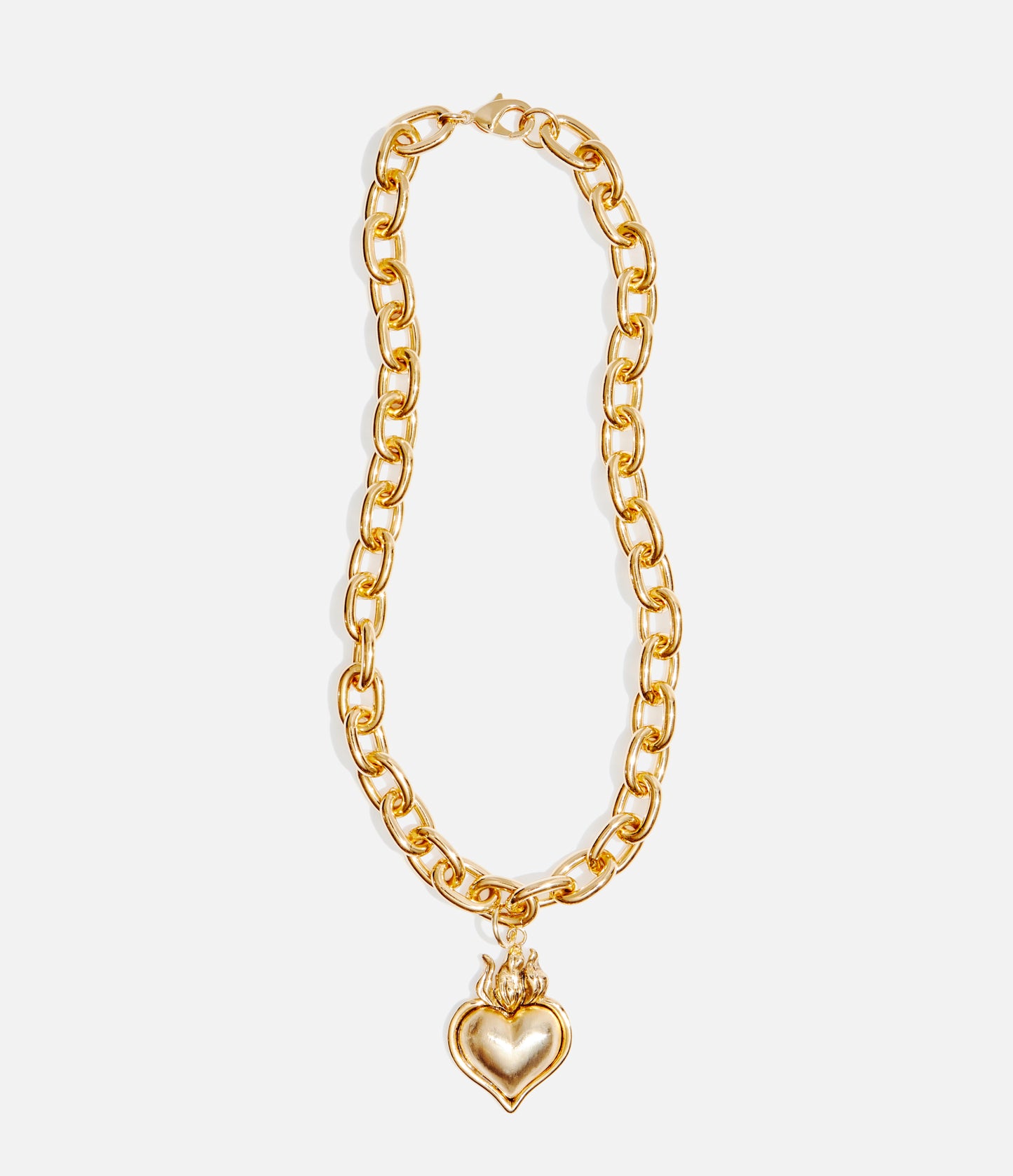 Smooth Hearts Aflame Chunky Chain Necklace