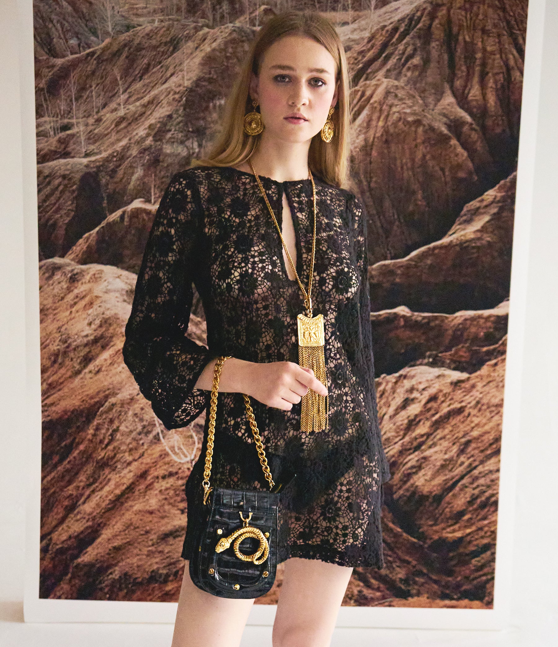 Black Croco Leather / Gold