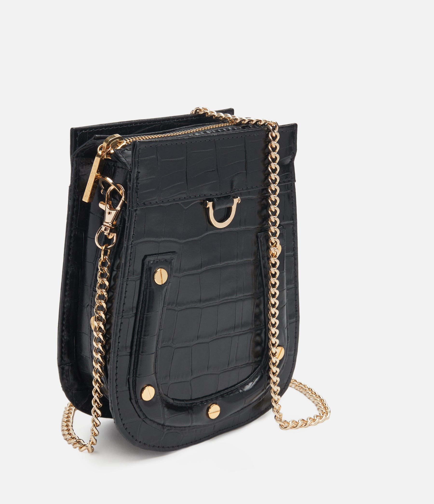 Black Croco Leather / Gold