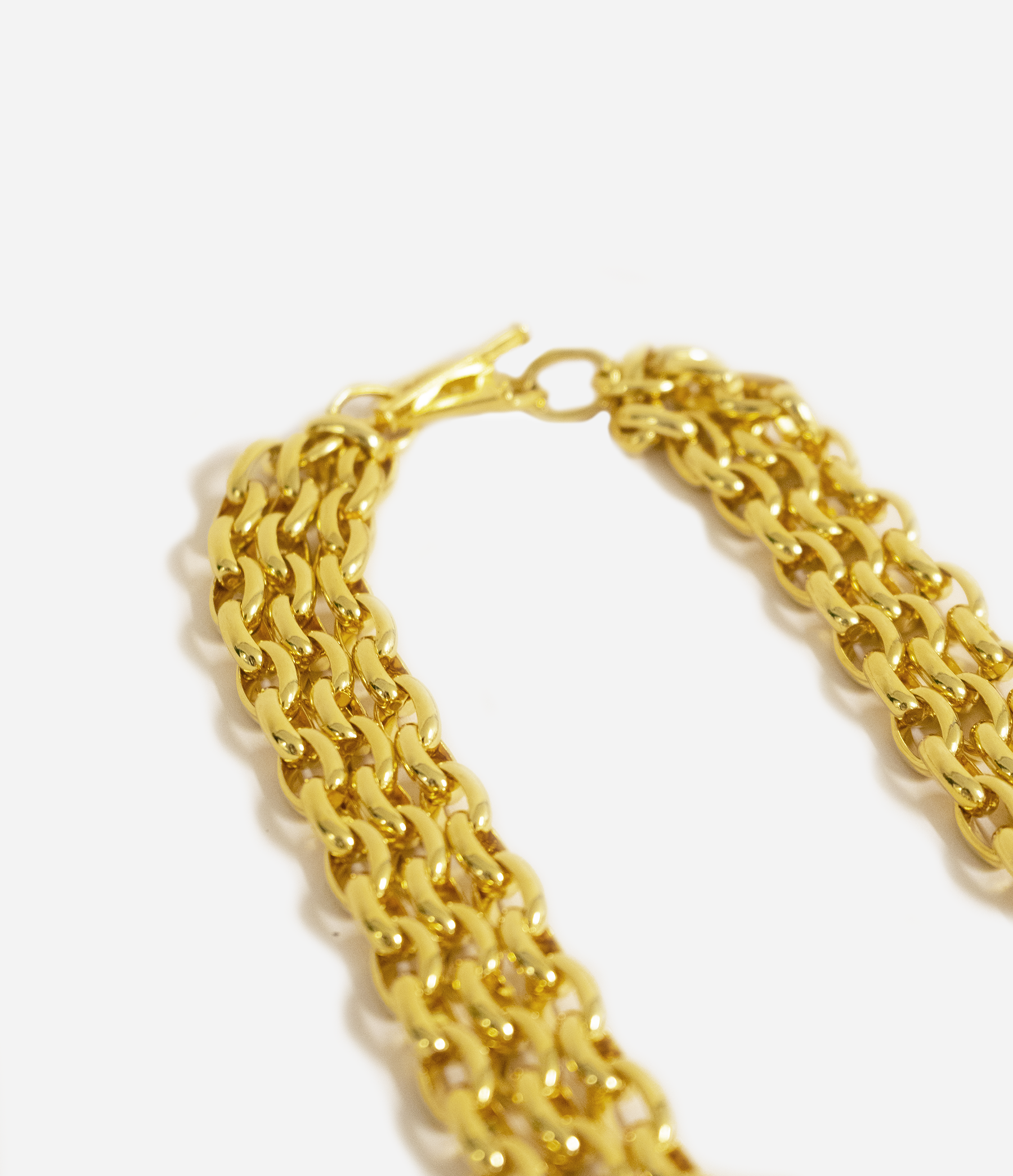 Triple Toggle Chain Necklace in Gold